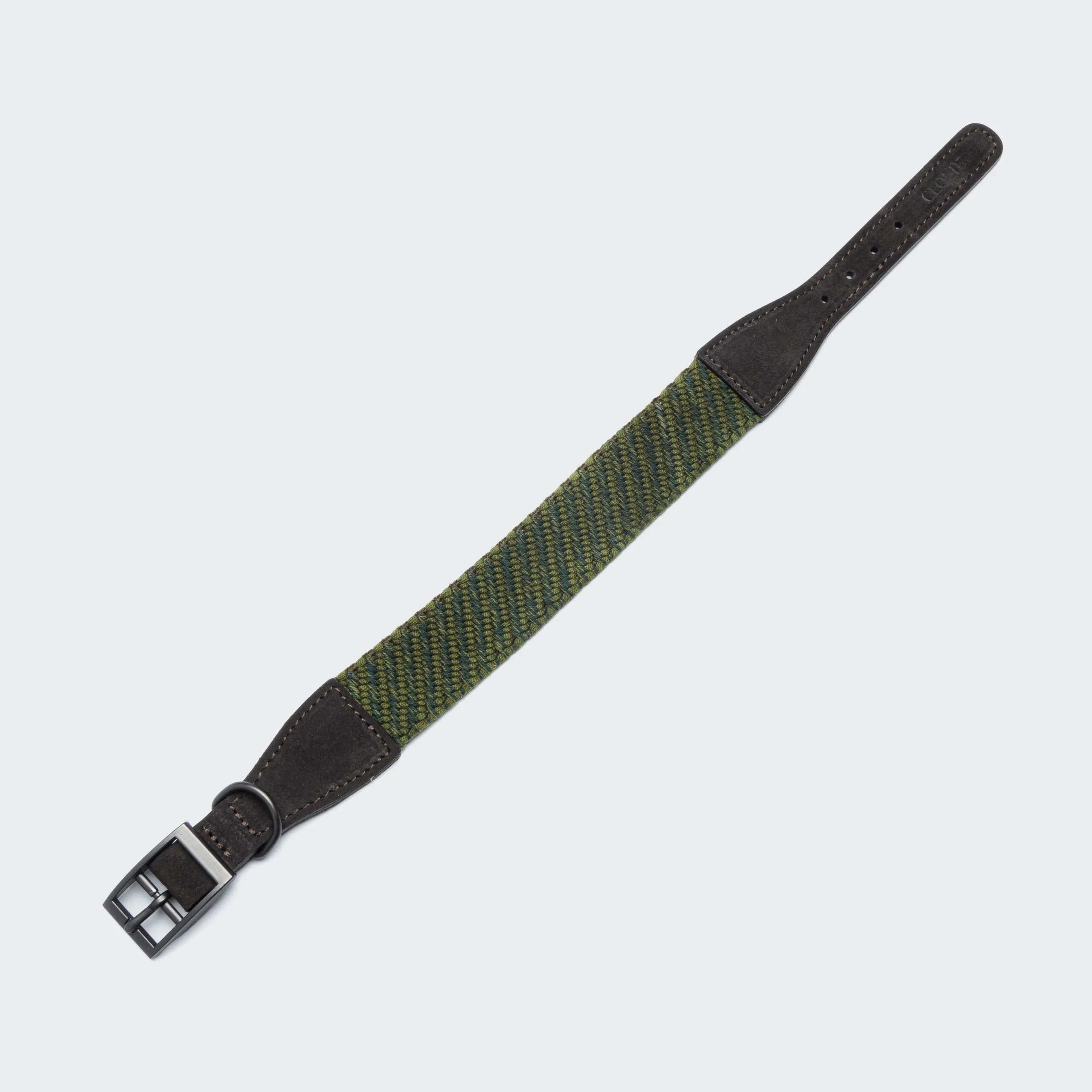 Cloud7-Dog-Collar-Grunewald-Green-Coffee-2-on-grey